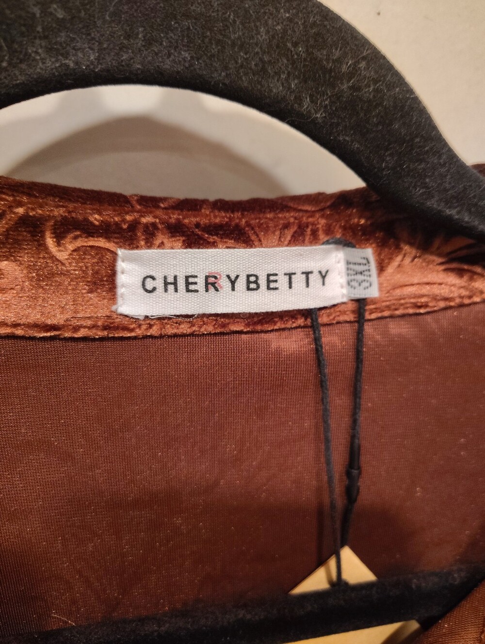 Cherybetty Brown Velvet Burnout Floral Blouse Shirt 3XL NWT Lantern Sleeve Boho - Picture 3 of 9